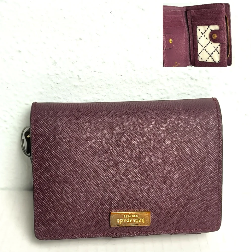 Kate Spade Folding Wallet Zip Snap Eggplant Vintage Y2K
